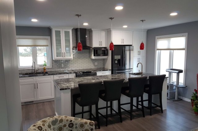 Pearl White kitchen with 10 feet island